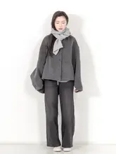 冬用シンプルな無地ニットリブマフラー【暖かい・レディース】