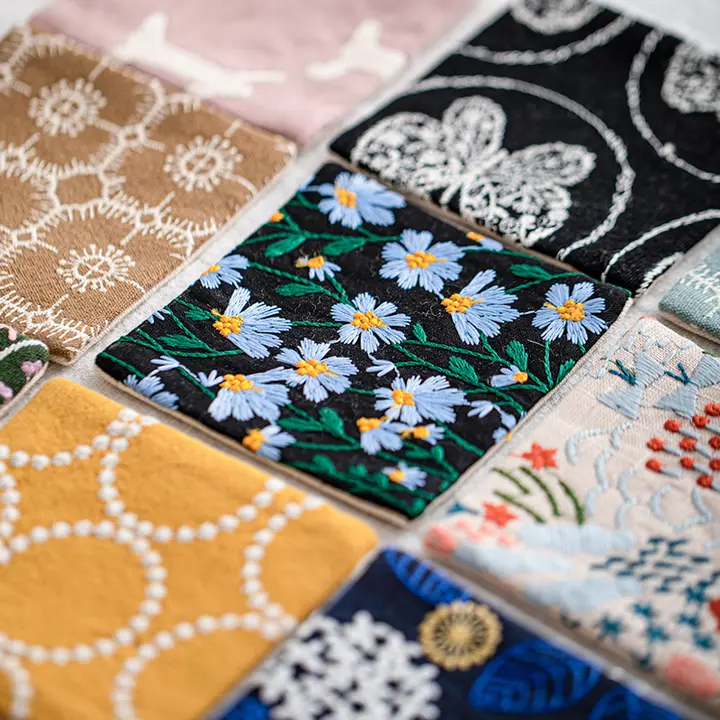 刺繍入り二重構造の和風コースター【吸水性・カフェスタイル・熱展開対策】