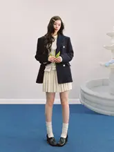 ウール混紡 ダブルブレストコート【女性用・ゆったりデザイン・正肩】