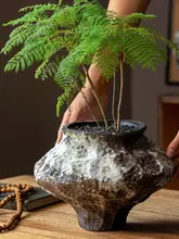 侘寂風花瓶【手作り・陶芸・装飾用・緑植物用】