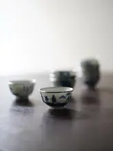 清物堂 柴窯の青花手描き 磁器ティーカップ【小容量・シルバーフィニッシュ・25cc】