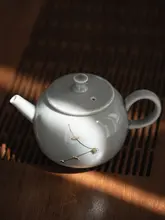 手持ち陶器急須【和風・氷灰釉・日常使用に最適】