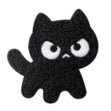 かわいい黒猫刺繍パッチ【DIY装飾・自己接着タイプ・スマホ・iPad対応】