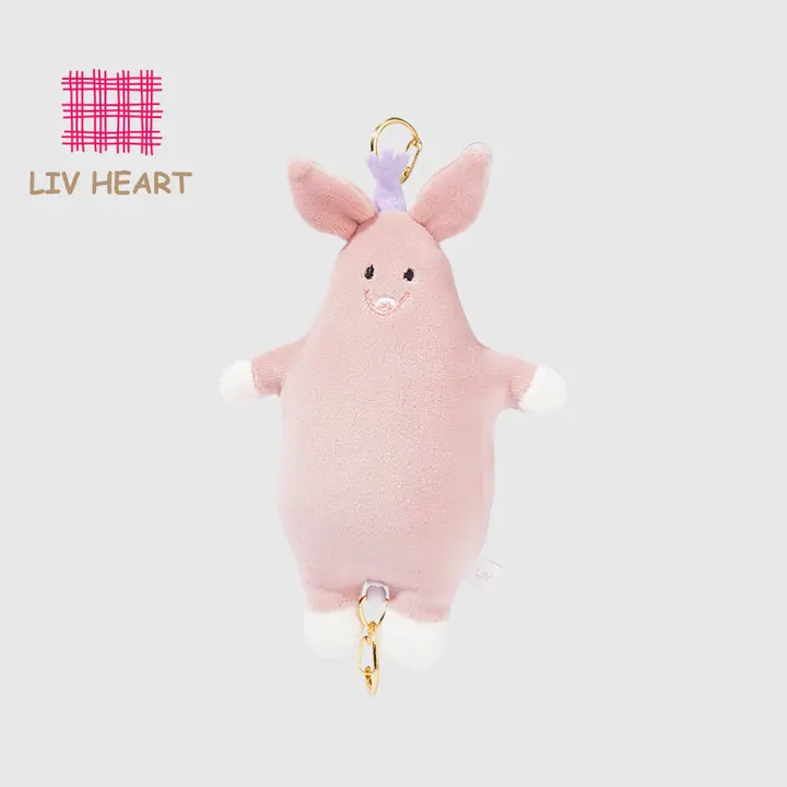 キーホルダー バッグチャーム ぬいぐるみ マスコット 豚 ピンク オフィスモチーフ もこもこ 「LIVHEART」