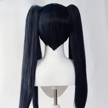 コスプレ用ウィッグ【黒岩射手風・青黒・双馬尾】