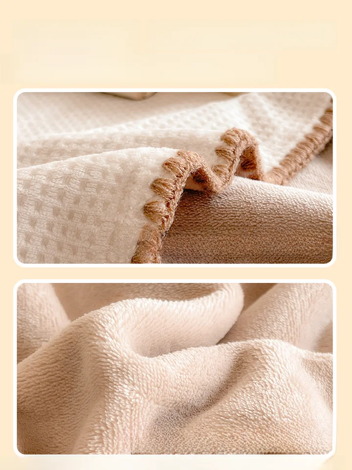 ワッフルデザイン ミルクベルベット毛布【冬用・ソファカバー・一人用・コーラルフリース】