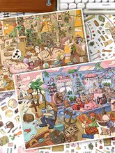 リゾートビーチの猫の物語！立体小屋デコレーション用シール【DIYミニチュア・海の風景】