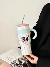 特大サイズのストロー付き保温ボトル【女性向け・保冷機能・オフィス用】