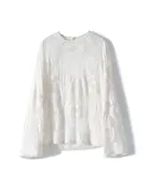 春季新作のシルク刺繍ブラウス【微透け・長袖・桑の実シルク】
