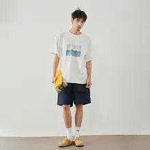 サーフィンプリント半袖Tシャツ【メンズ・夏用・ルーズフィット・丸首・おしゃれ】