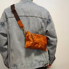 レトロ風 男性用 クロスボディバッグ【植鞣白鹅绒・本革・カジュアル・ショルダーバッグ】