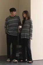 極上の柔らかさモダール素材の長袖パジャマ【男女兼用・春秋用・ストライプデザイン】（セットアップ対応）