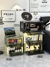 インダストリアルデザインのフリップトップ収納キャビネット【リビング・ベッドサイド・キャンプ風・多層小型収納】