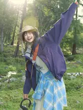 紫色の女性用アウターシェルジャケット【春夏向け・アウトドア・防風】