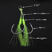 夜光ワイヤー芯防噛鉄板双フック無縫リングシルバー海釣り用マカジキ・サメ用大物フック