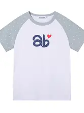 創造的なドット柄のカラーブロックTシャツ【レディース・ショートスリーブ・スリムフィット】