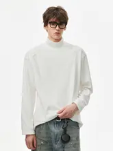 長袖Tシャツ メンズ ハーフタートルネック 発熱インナー 切り替え パッチワーク あったか 秋冬