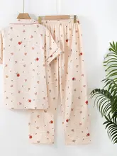 夏用の清涼感のあるコットンガーゼ短袖長パンツルームウェア【女性用・軽やか・透気性】（セットアップ対応）