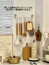 穴あけ不要！吸盤式キッチン収納フック【スプーン・ヘラ用・壁掛け】