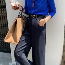 レディース 高腰デニムワイドパンツ【秋春用・加厚・ストレート・ファッション】