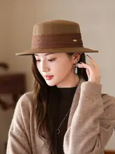 優雅なデザインのウールフェルト平頂帽子【秋冬用・褶じ装飾・イギリス風】