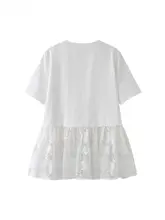 白色レースフリル半袖Tシャツ【ワンピース風・レディース・夏用】