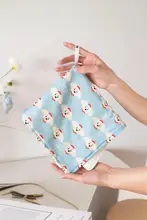 ハンドタオル 傘型 犬 赤い帽子 綿100% 肌に優しい 毛羽落ちしにくい ループ付き かわいい