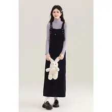 ロングスカート 女性 カジュアル サスペンダーデザイン ファッショナブル ポケット