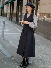 落ち感のある2点セットドレス【レトロなデザイン・春秋用・小柄向け・学院風】（セットアップ対応）
