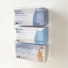 壁掛け式の手袋収納ボックス【三段・丁腈ゴム製・穴あけ不要】