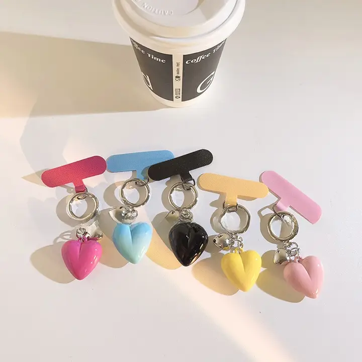 カラフルなデザインのショートスマホストラップ【手作り・カートゥーン風・マルチファンクション・女性用】