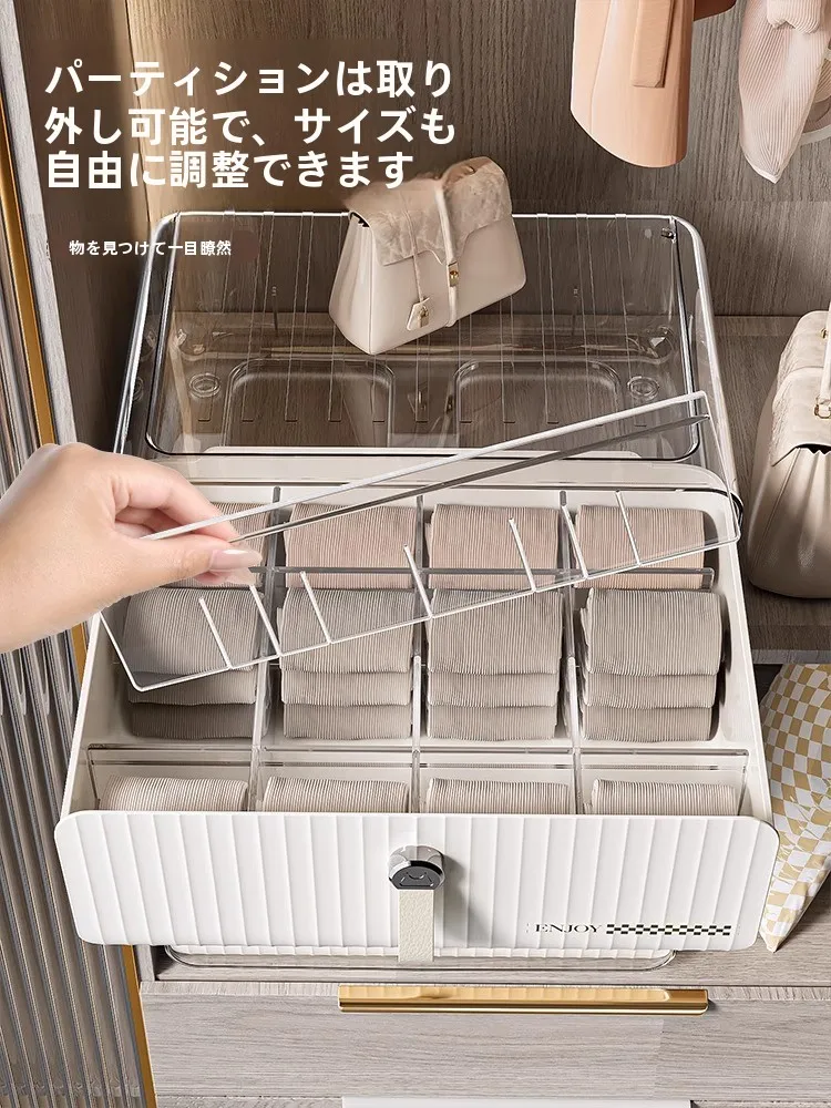 プラスチック製引き出し式衣類整理ボックス：下着・靴下収納の3段構造と家庭用実用性