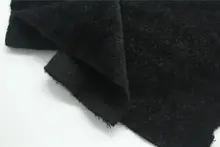 極上の柔らかさの黒色アルパカウール生地【オーバーコート用・フリース感】