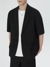 メンズ夏用カジュアルスーツセット【ゆったりフィット・ショートスリーブ・ショートパンツ・テクスチャー仕上げ】