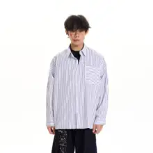 シャツジャケット ユニセックス ストライプ オーバーサイズ アメカジ ヴィンテージ きれいめ カジュアル 「J LONE」