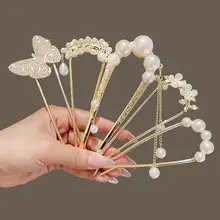 パール流れるU型ヘアピン【古風スタイル・気品あるデザイン】