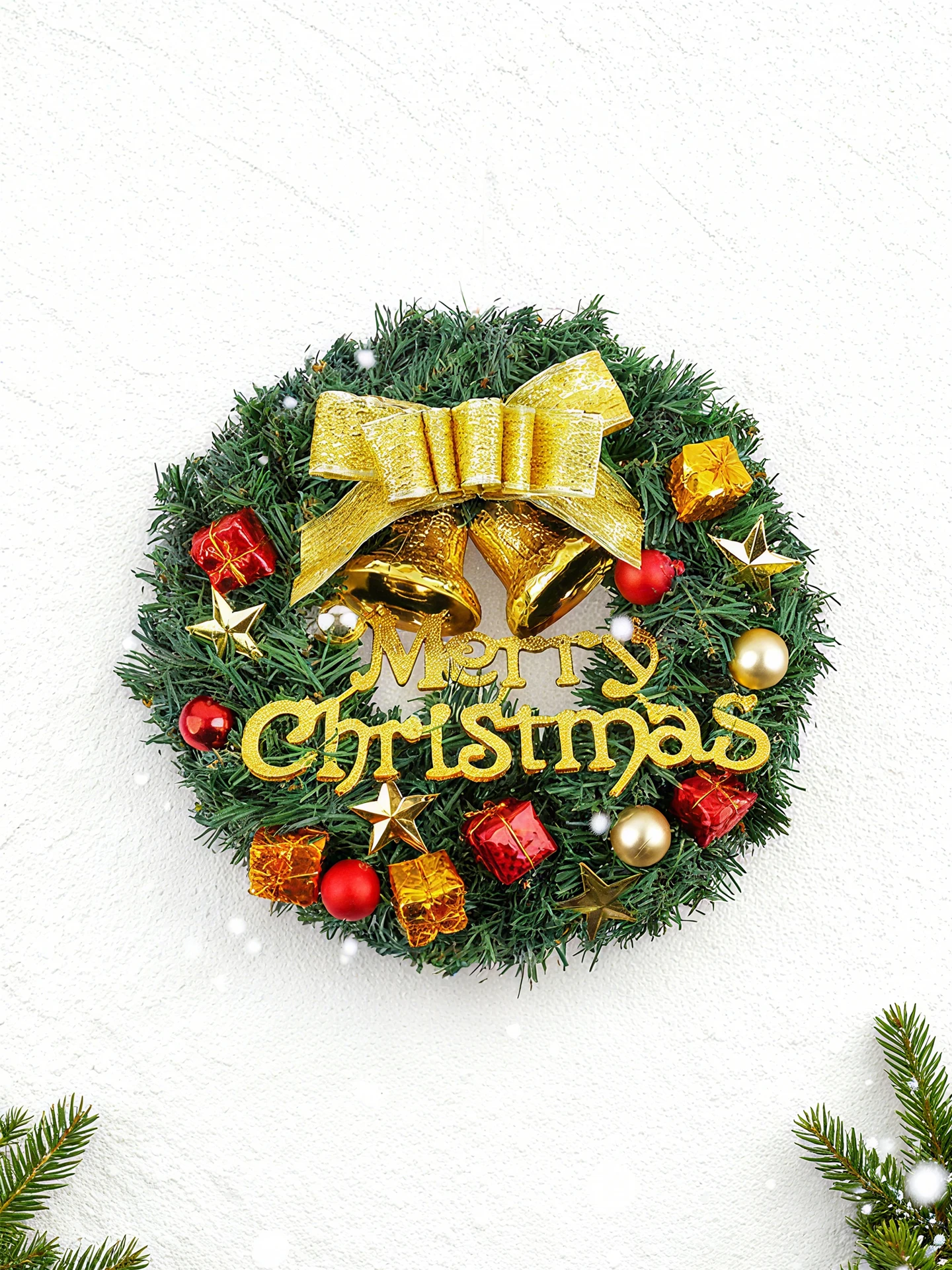 クリスマス装飾用フラワーリース：12月の壁面デコレーションに最適なかわいいデザイン