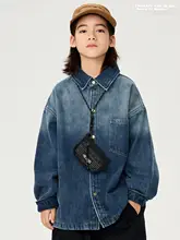 ブルーグラデーションフリースデニムシャツ【ユニセックス・秋冬用】