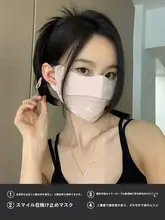 夏用 通気性の良い UVカットフェイスマスク【角目用・女性用・おしゃれデザイン】