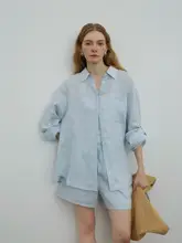 全麻素材の夏用オーバーシルエットシャツとショートパンツ【防晒仕様・セットアップ対応】