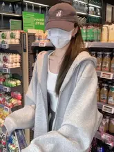 フード付きパーカー【ホワイトグレー・秋冬用・加厚・ジップ仕様】（セットアップ対応）