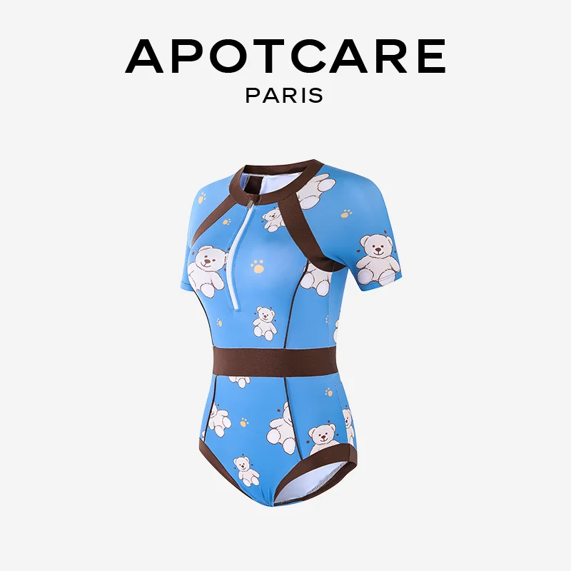 APOTCARE レディースワンピース水着：体型カバーと保守的デザインが特徴のビーチ用連体衣