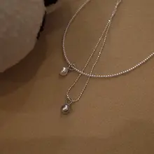 優雅なシルバーグレーの人工パールネックレス【純銀・ロングデザイン・控えめなラグジュアリー】