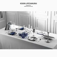 ステンレス製の西洋料理用ディナープレート・ステーキナイフ＆フォークセット【食卓用・インテ リア装飾】