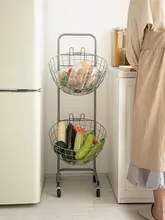 多機能二段ワゴン【収納バスケット・キッチン用・おもちゃ収納】