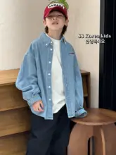男児用デニムシャツ【秋用・高級感・ジャケット風】（セットアップ対応）