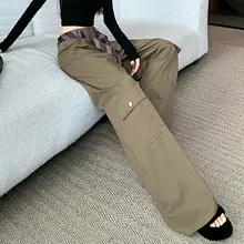 女性用工事服風ワイドパンツ【ストレート・フィット・カジュアル】