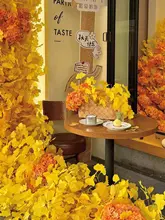 造花ウォール イチョウ フェイクグリーン インスタ映え 壁飾り 店舗 インテリア バルコニー 民宿