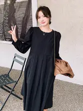 美しいエレガンス！春秋用 ブラックワンピースとベストのコーディネート【ハイセンス・長裙】（セットアップ対応）