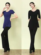 モダンバレエ練習服【長袖トッパー・モダール生地・お腹隠し】＆微フレアパンツ（セットアップ対応）
